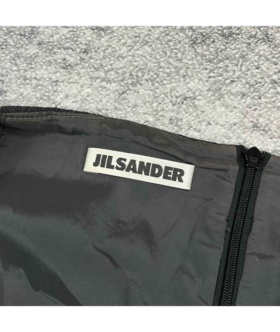 JIL SANDER Серая шерстяная юбка мини, фото 3