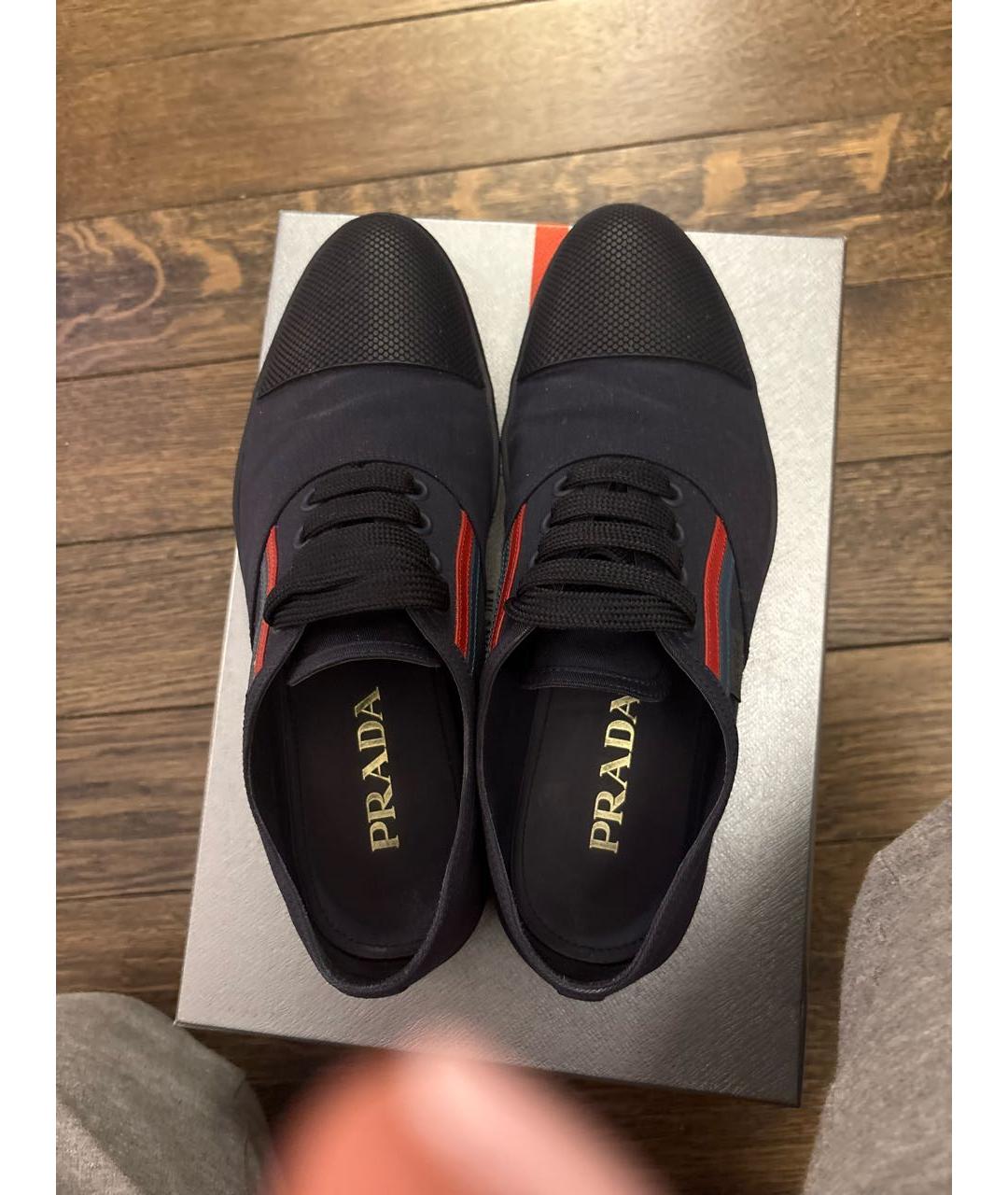 PRADA Темно-синие текстильные низкие кроссовки / кеды, фото 6