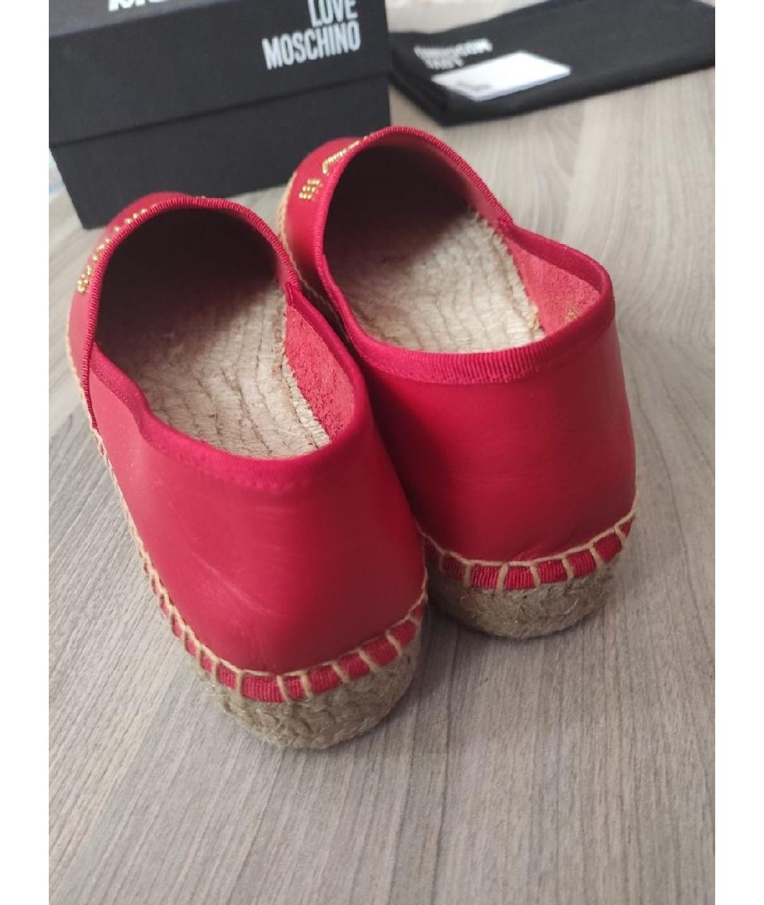 LOVE MOSCHINO Красные кожаные эспадрильи, фото 3