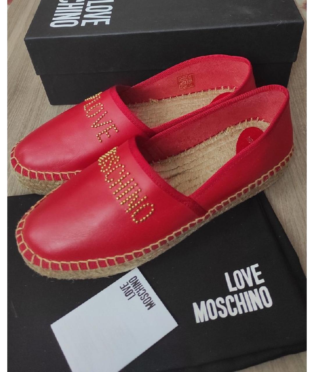 LOVE MOSCHINO Красные кожаные эспадрильи, фото 2