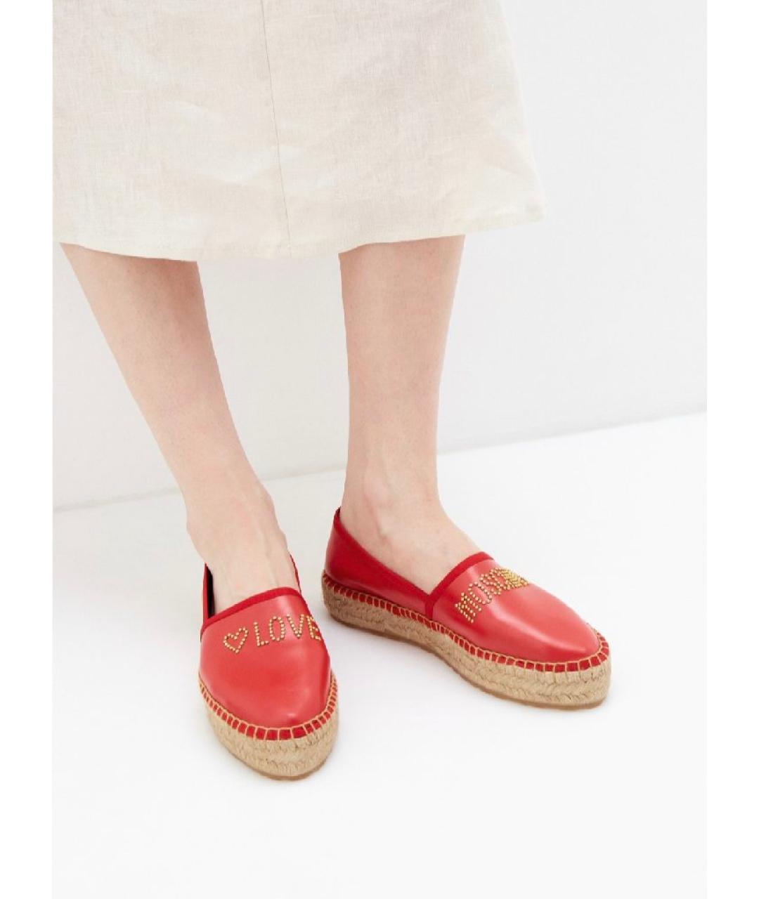 LOVE MOSCHINO Красные кожаные эспадрильи, фото 9