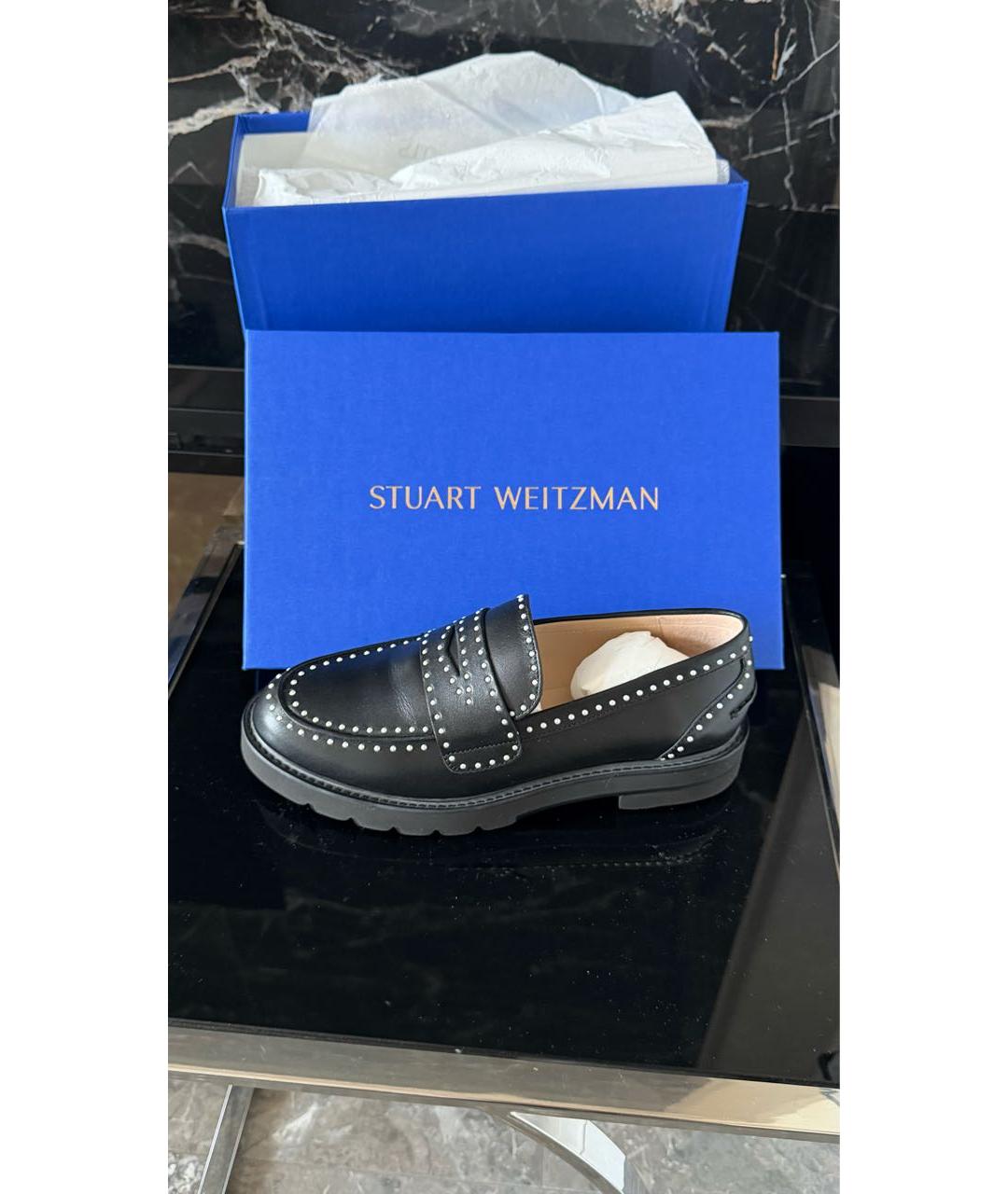 STUART WEITZMAN Черные кожаные лоферы, фото 6