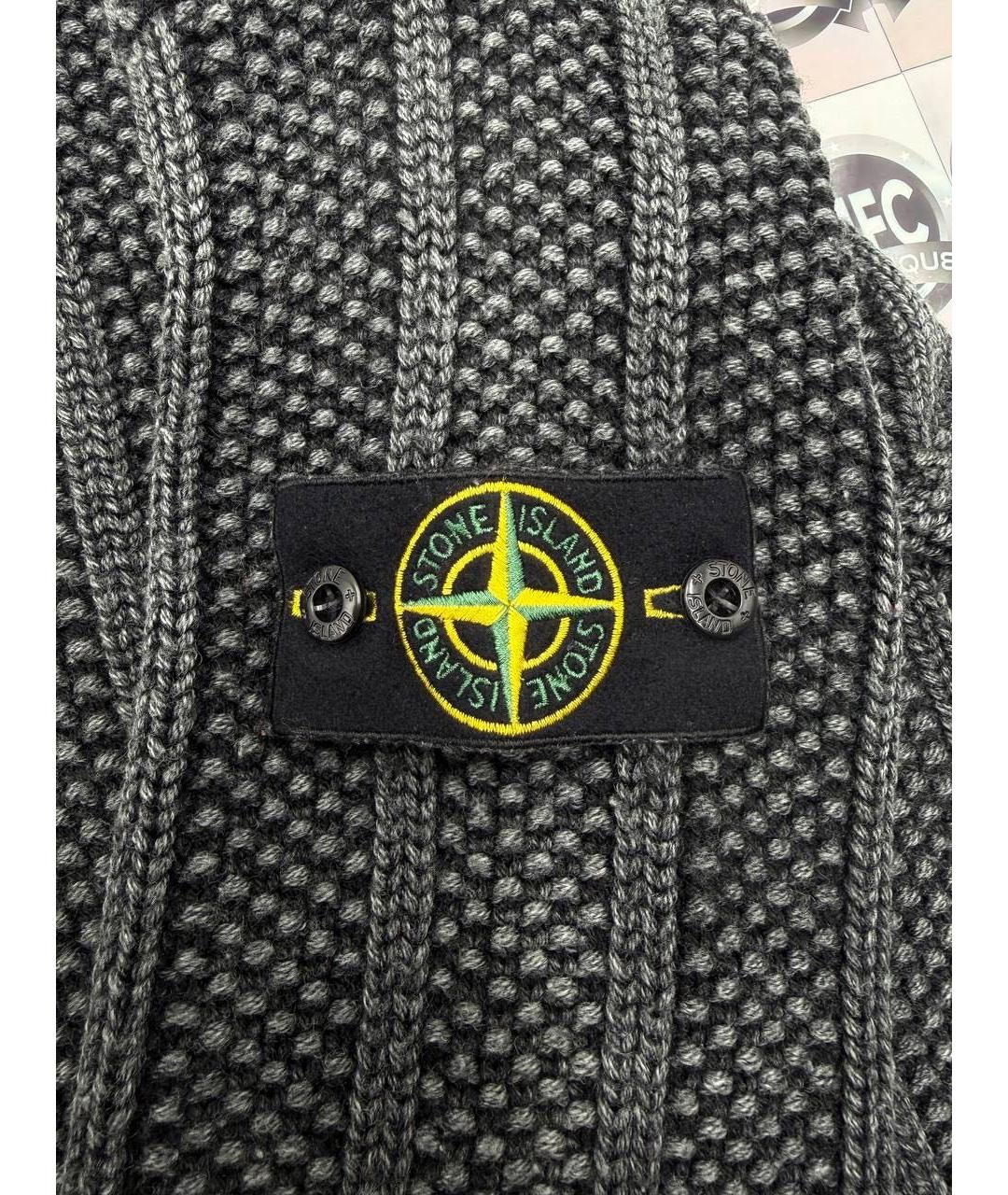 STONE ISLAND Антрацитовый шерстяной джемпер / свитер, фото 2