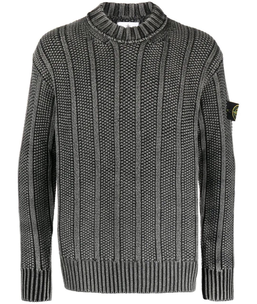 STONE ISLAND Антрацитовый шерстяной джемпер / свитер, фото 1