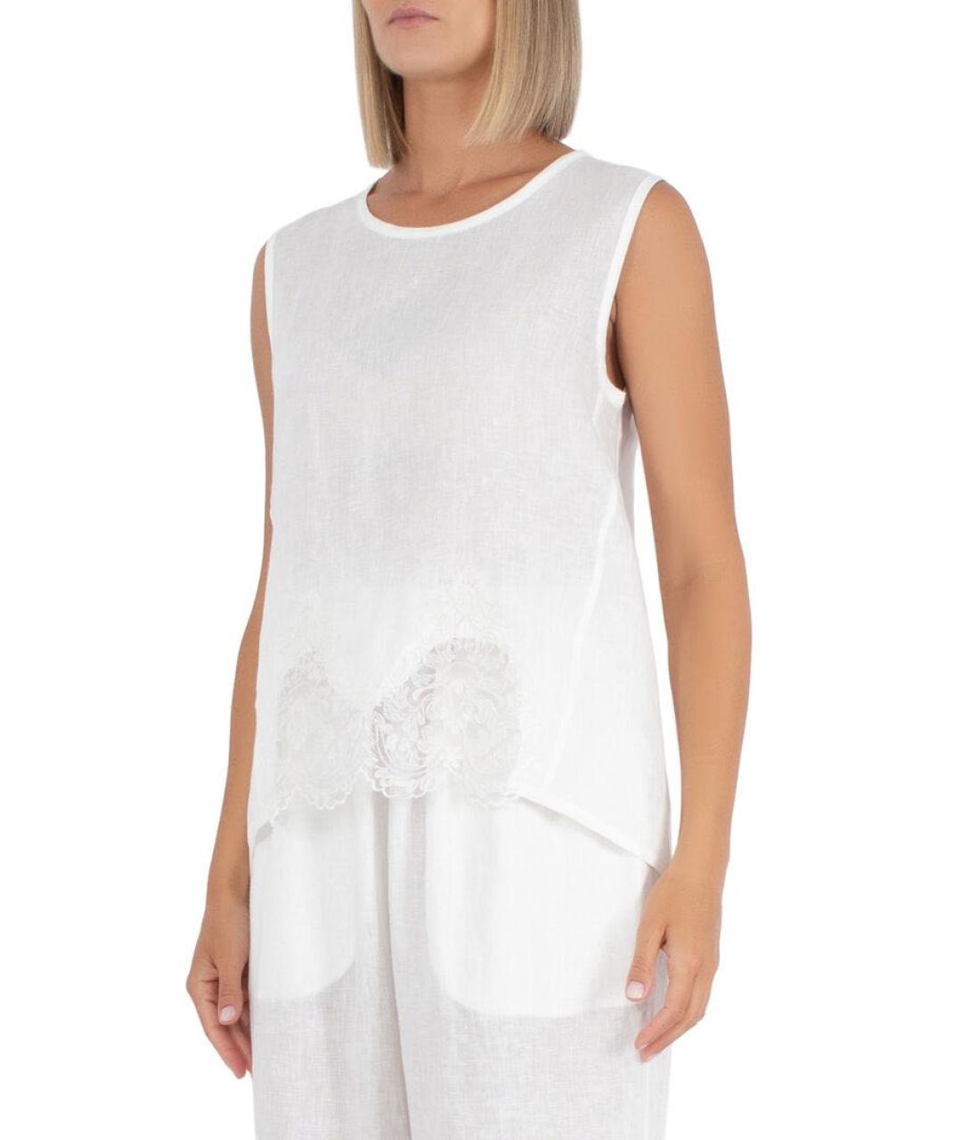 MAURIZIO MIRI Белая льняная майка, фото 2