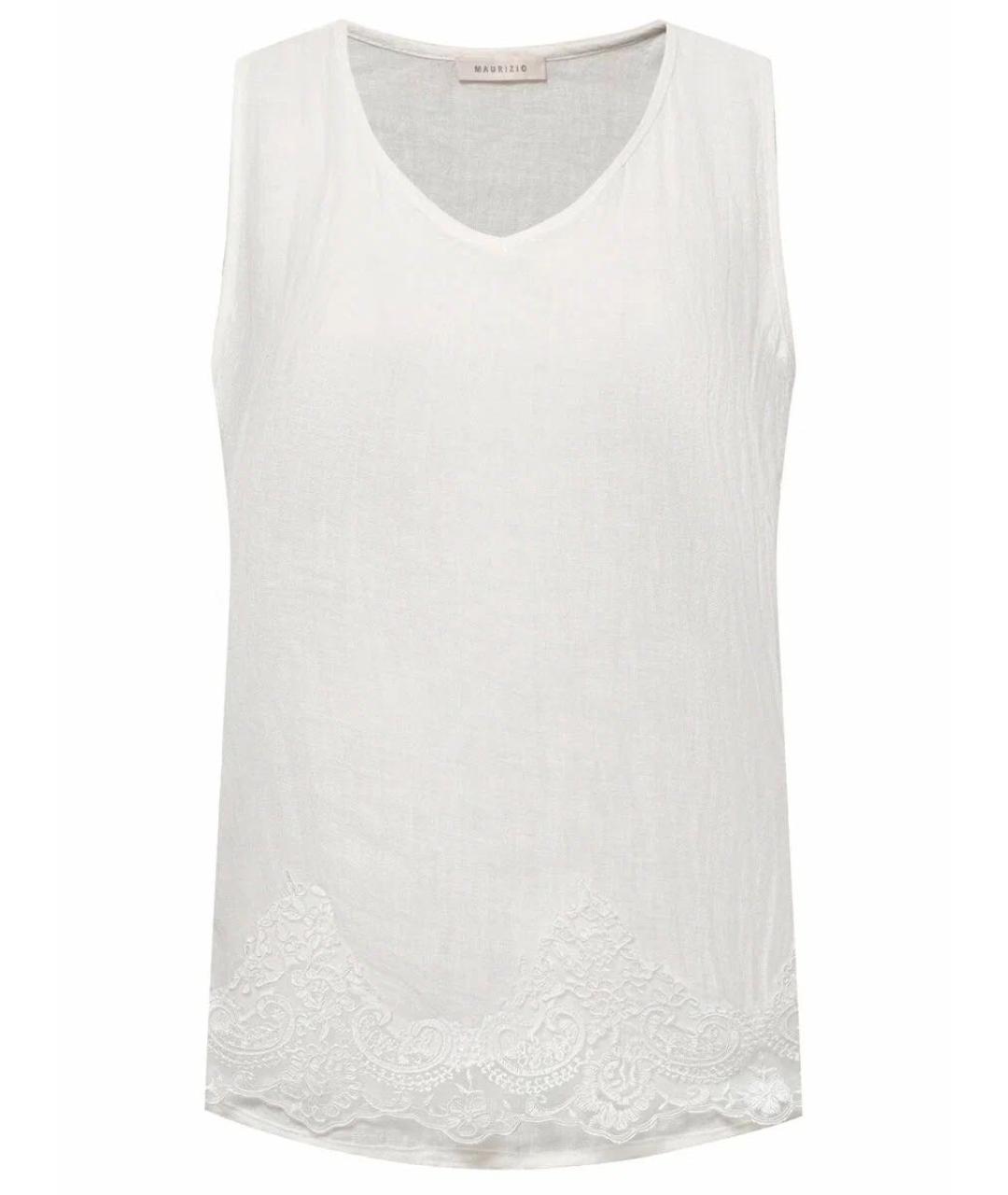 MAURIZIO MIRI Белая льняная майка, фото 8