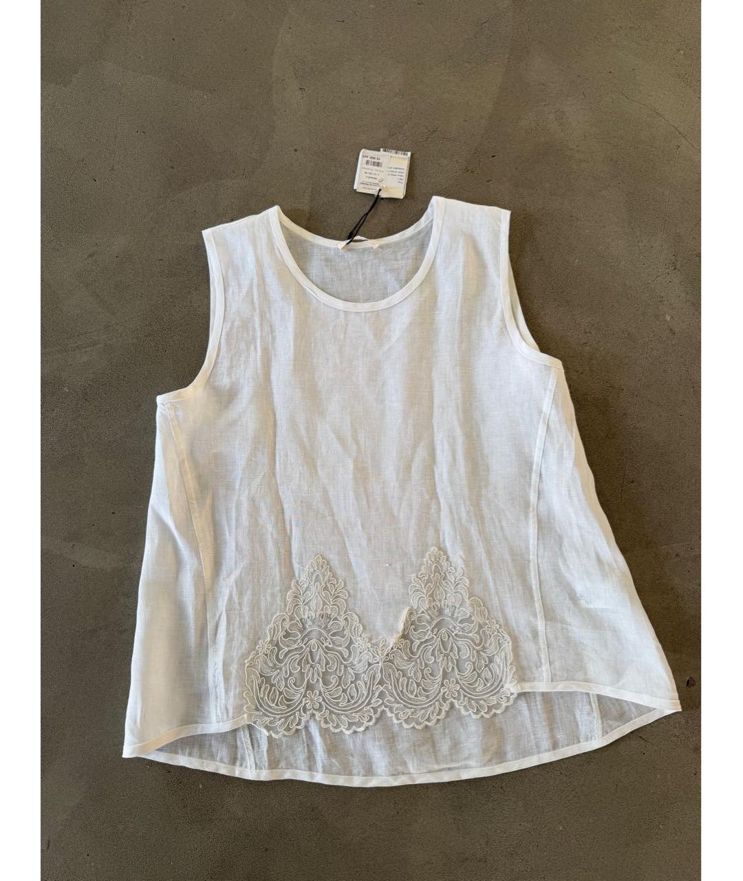 MAURIZIO MIRI Белая льняная майка, фото 4