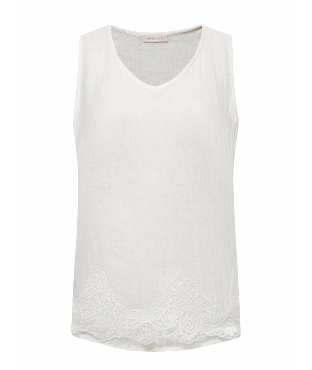 MAURIZIO MIRI Белая льняная майка, фото 1