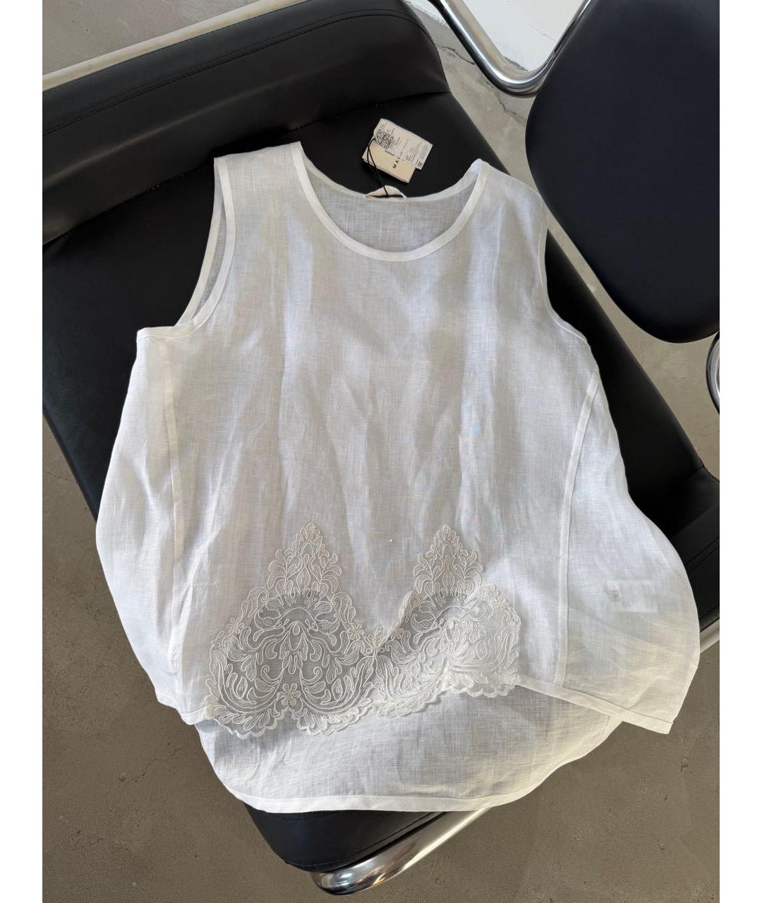 MAURIZIO MIRI Белая льняная майка, фото 7