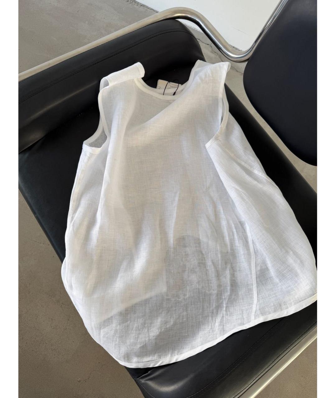 MAURIZIO MIRI Белая льняная майка, фото 3