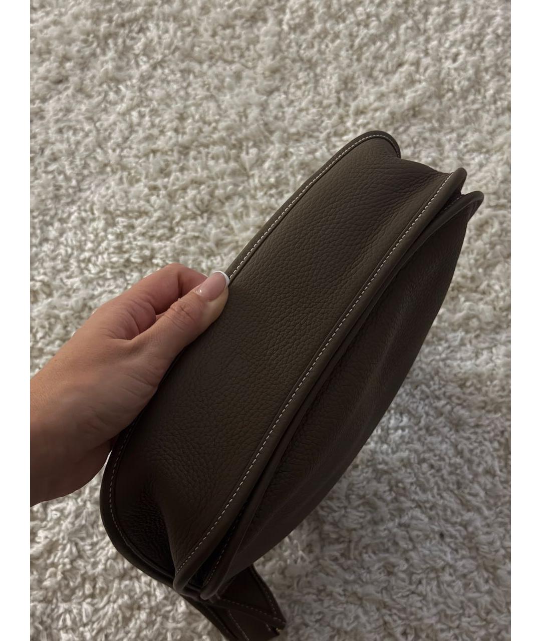 HERMES Антрацитовая кожаная сумка через плечо, фото 4