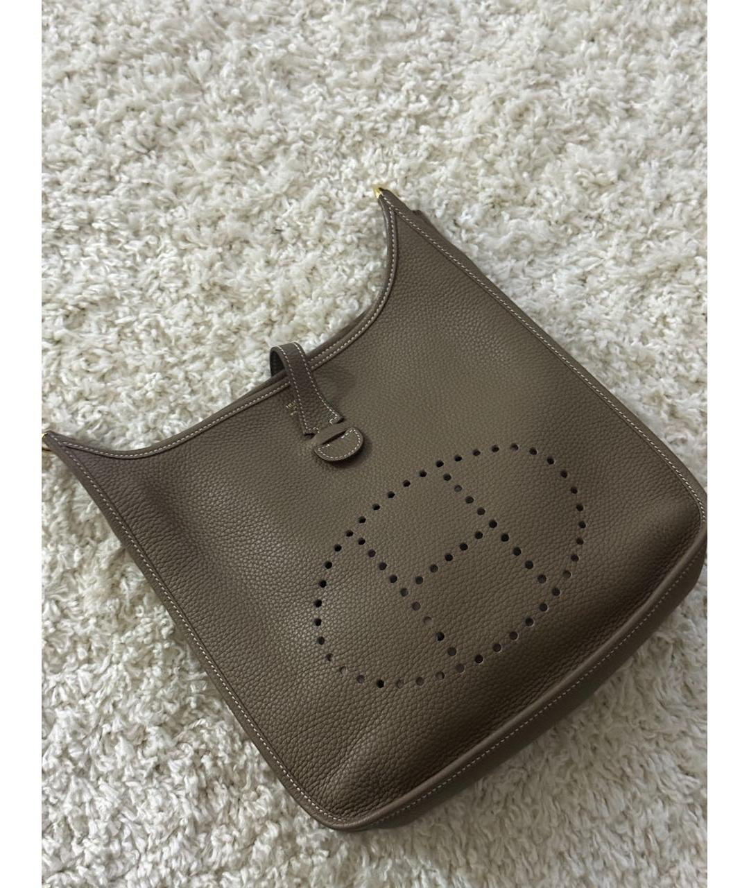 HERMES Антрацитовая кожаная сумка через плечо, фото 6