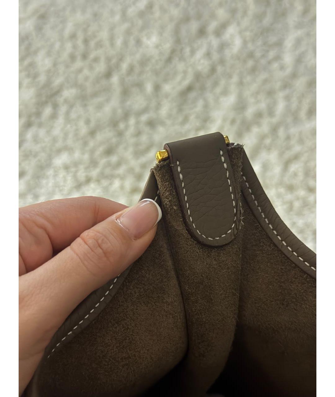 HERMES Антрацитовая кожаная сумка через плечо, фото 5