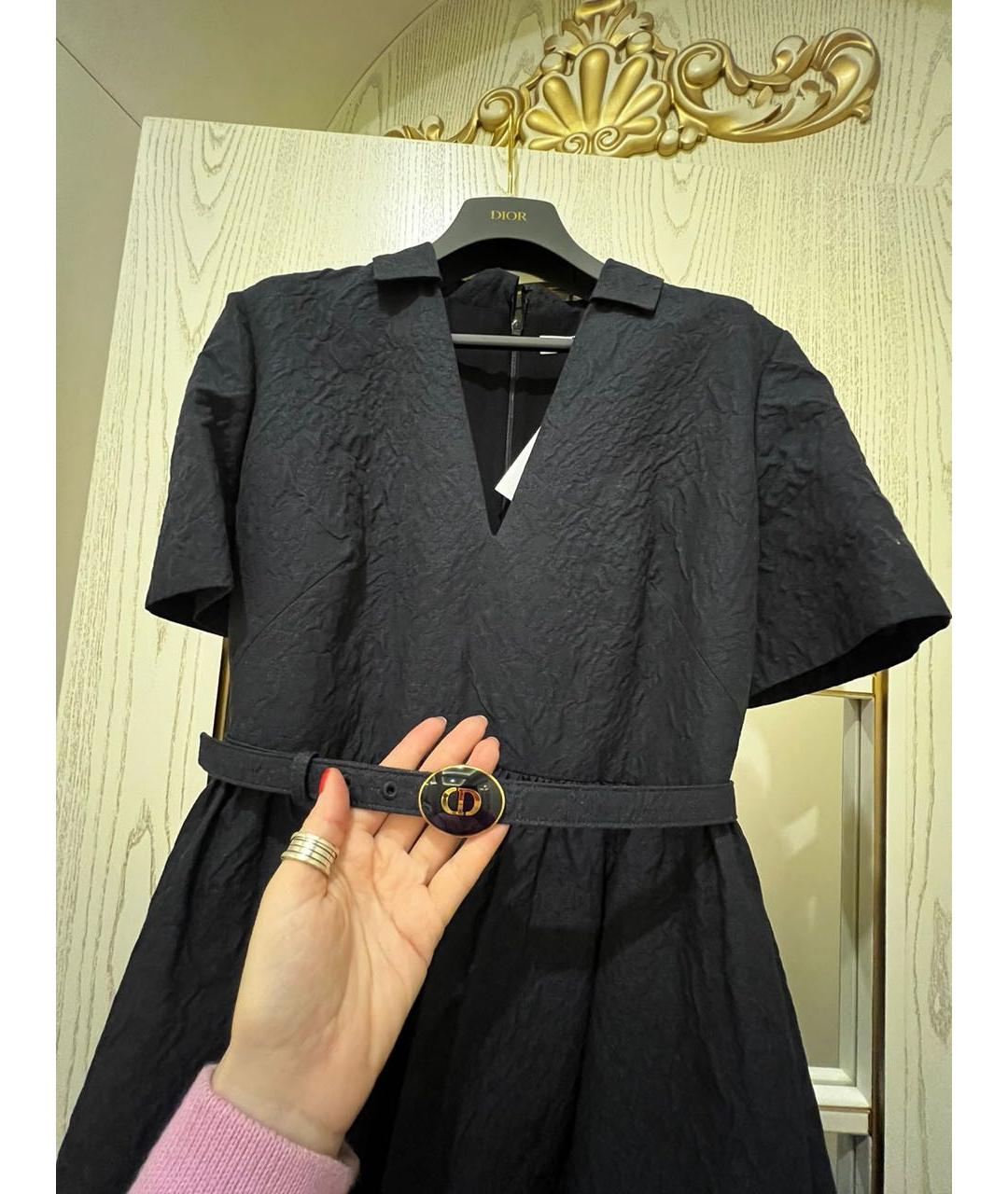 CHRISTIAN DIOR Темно-синее хлопковое коктейльное платье, фото 3