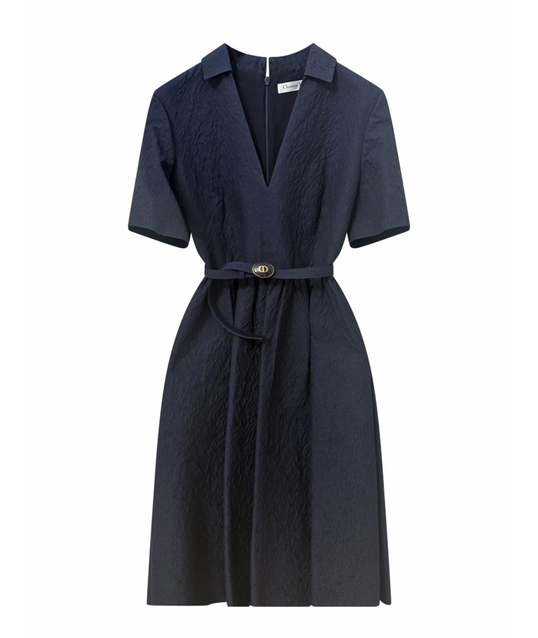 CHRISTIAN DIOR Темно-синее хлопковое коктейльное платье, фото 1