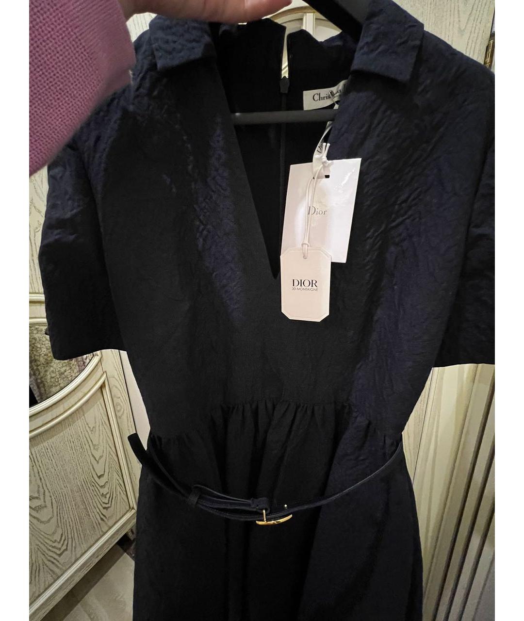 CHRISTIAN DIOR Темно-синее хлопковое коктейльное платье, фото 4