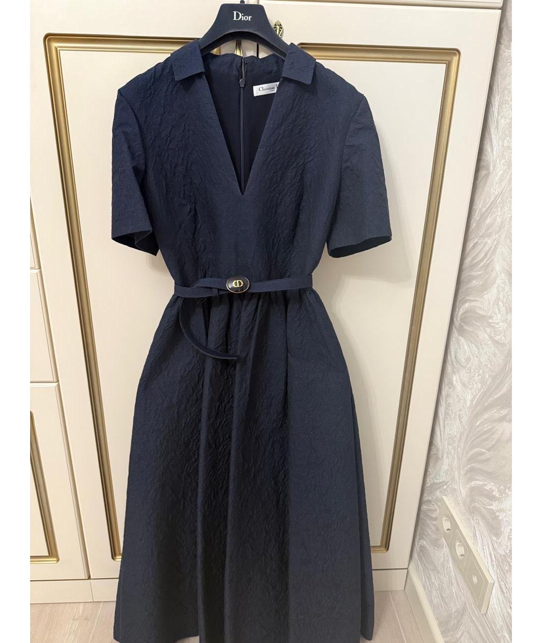 CHRISTIAN DIOR Темно-синее хлопковое коктейльное платье, фото 9