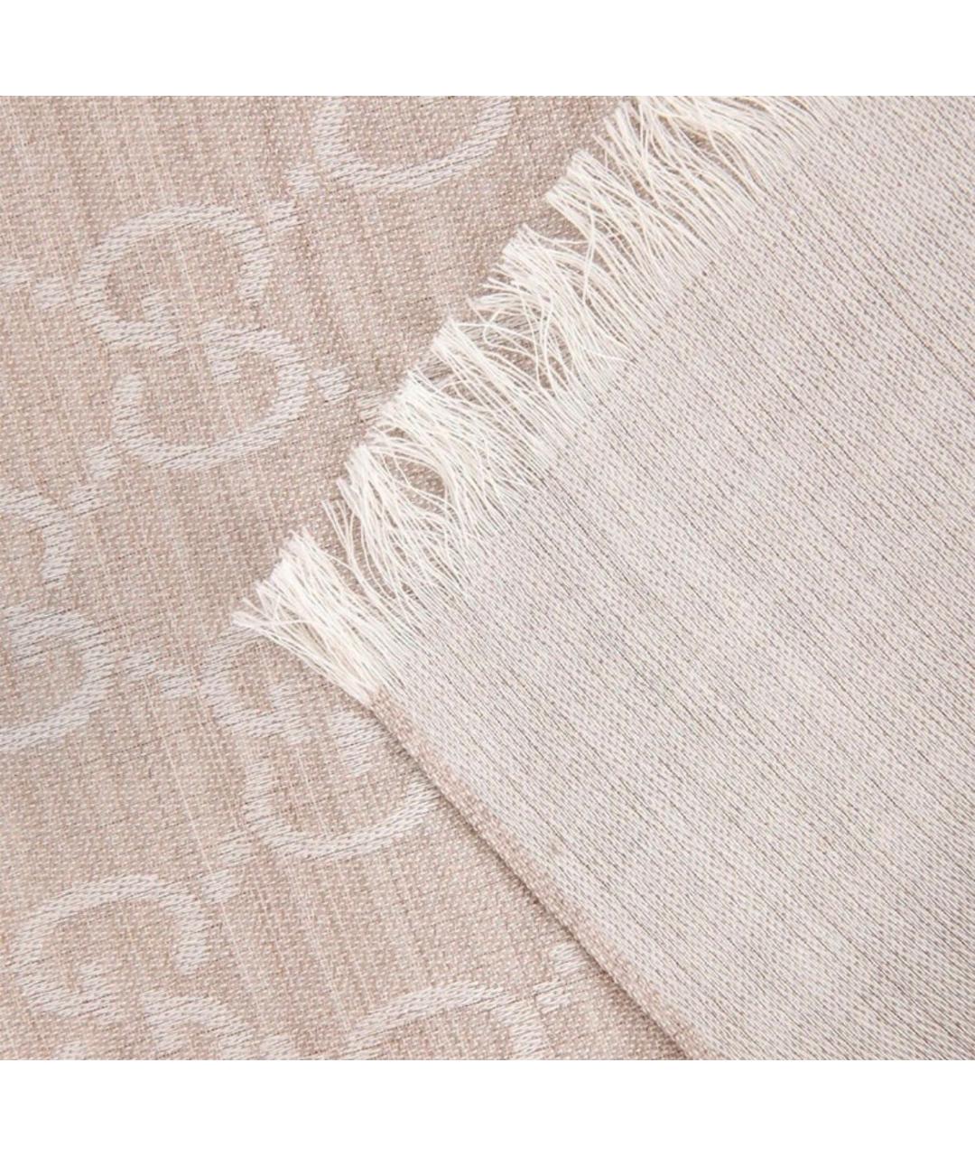 GUCCI Бежевый шелковый шарф, фото 5