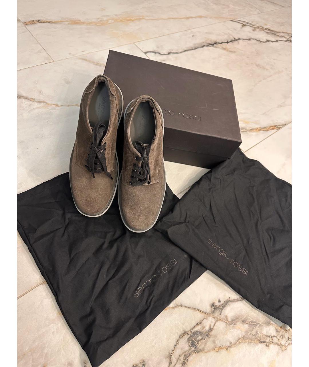 SERGIO ROSSI Серые замшевые низкие ботинки, фото 6