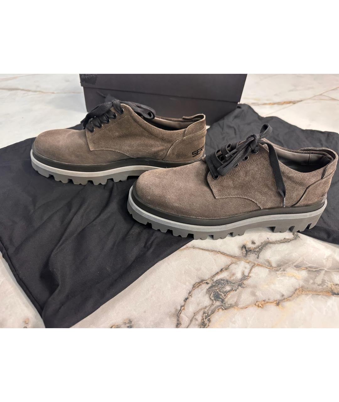 SERGIO ROSSI Серые замшевые низкие ботинки, фото 8