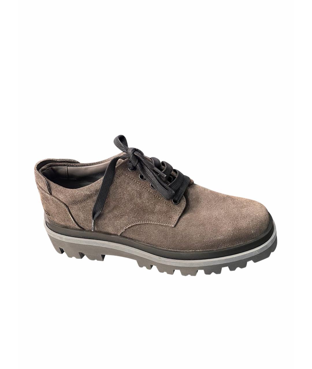 SERGIO ROSSI Серые замшевые низкие ботинки, фото 1