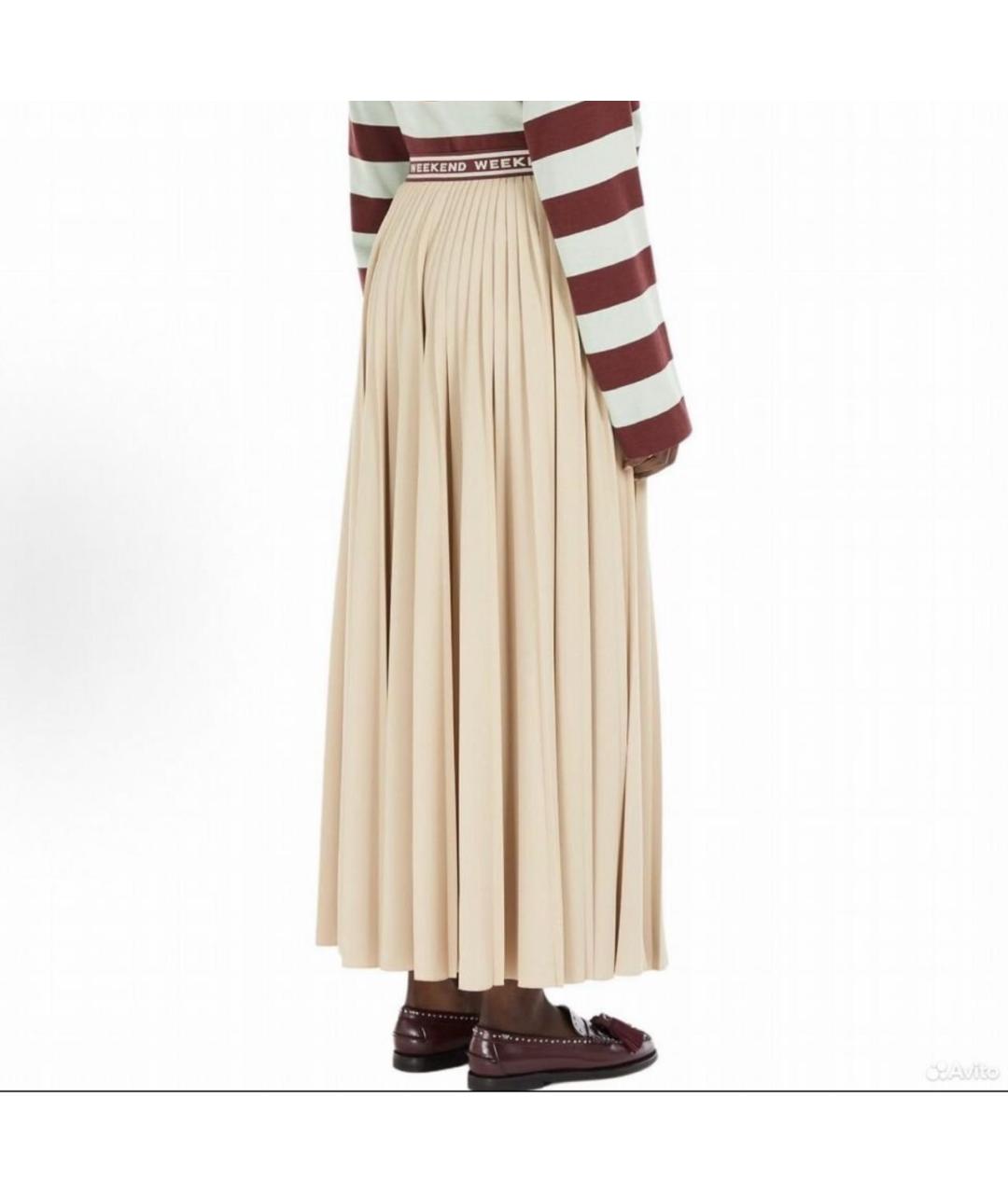 MAX MARA Бежевая полиэстеровая юбка макси, фото 2