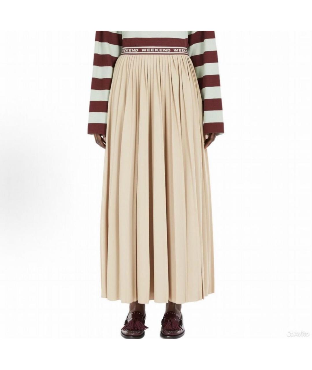 MAX MARA Бежевая полиэстеровая юбка макси, фото 7