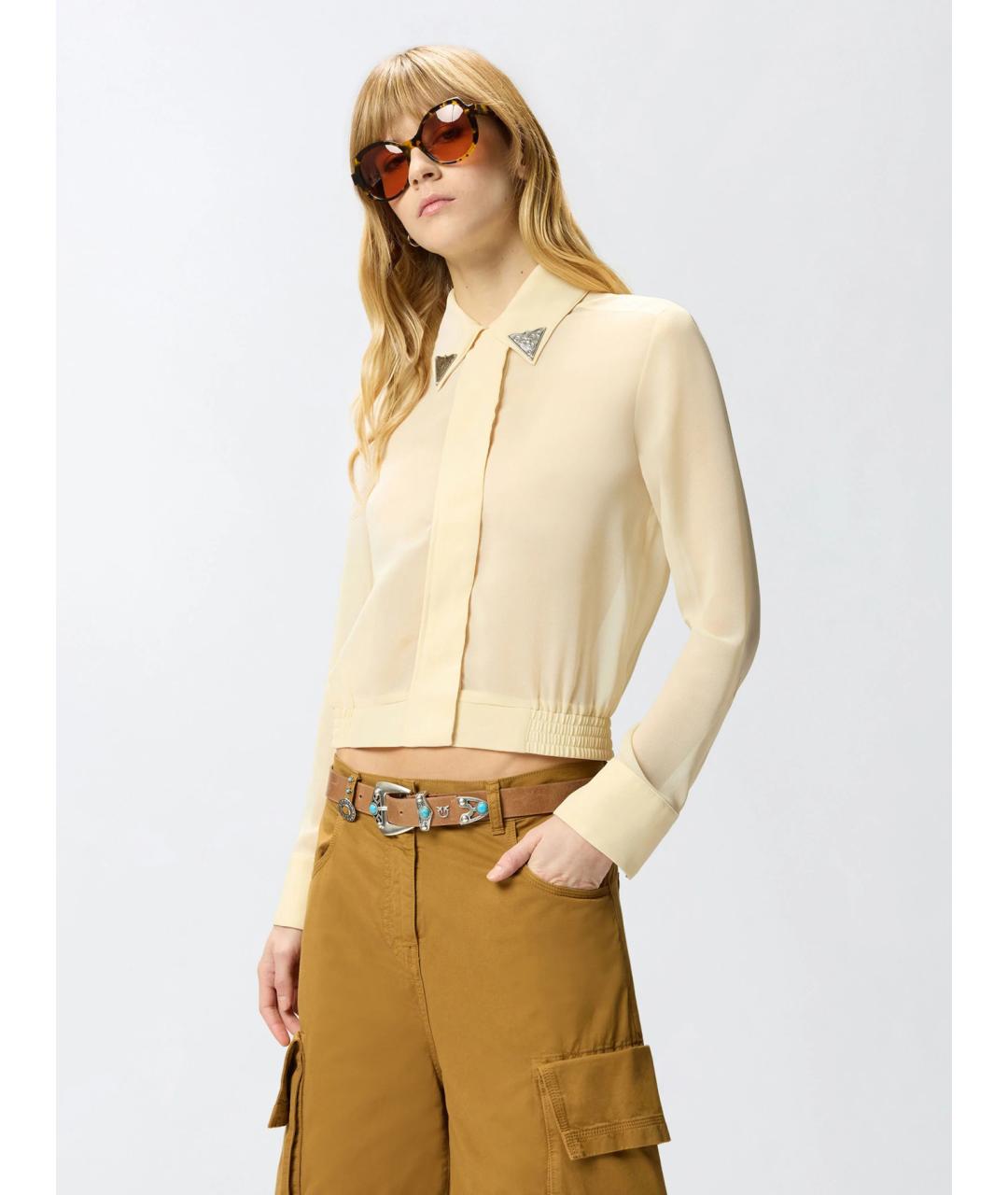PINKO Бежевая полиэстеровая рубашка, фото 3