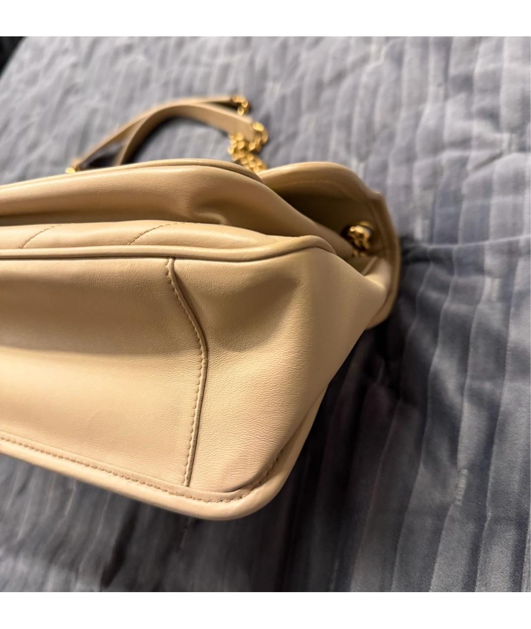 SAINT LAURENT Бежевая кожаная сумка через плечо, фото 8