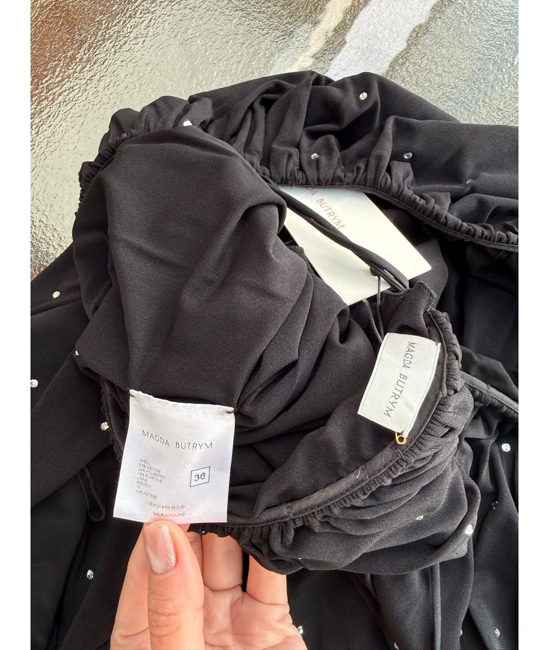 MAGDA BUTRYM Черное вискозное коктейльное платье, фото 4