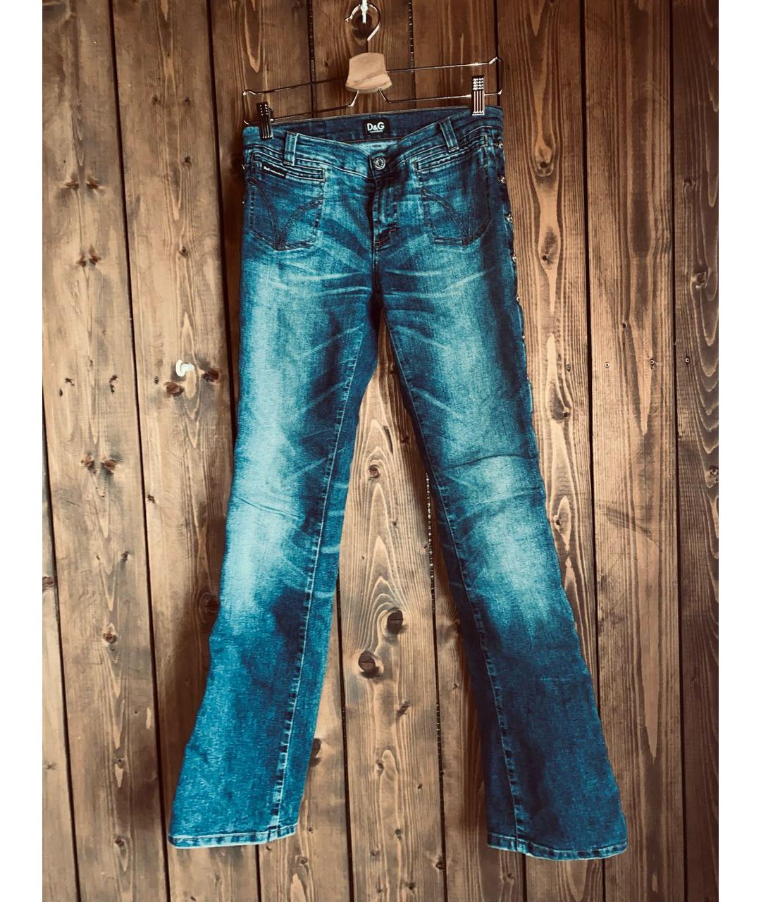 DOLCE&GABBANA Темно-синие хлопковые прямые джинсы, фото 2