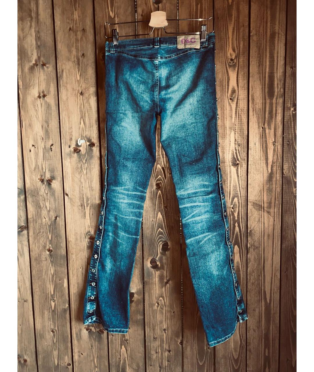 DOLCE&GABBANA Темно-синие хлопковые прямые джинсы, фото 6