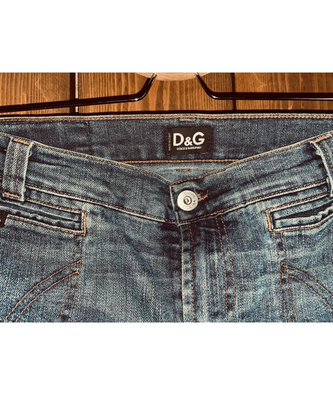 DOLCE&GABBANA Темно-синие хлопковые прямые джинсы, фото 4