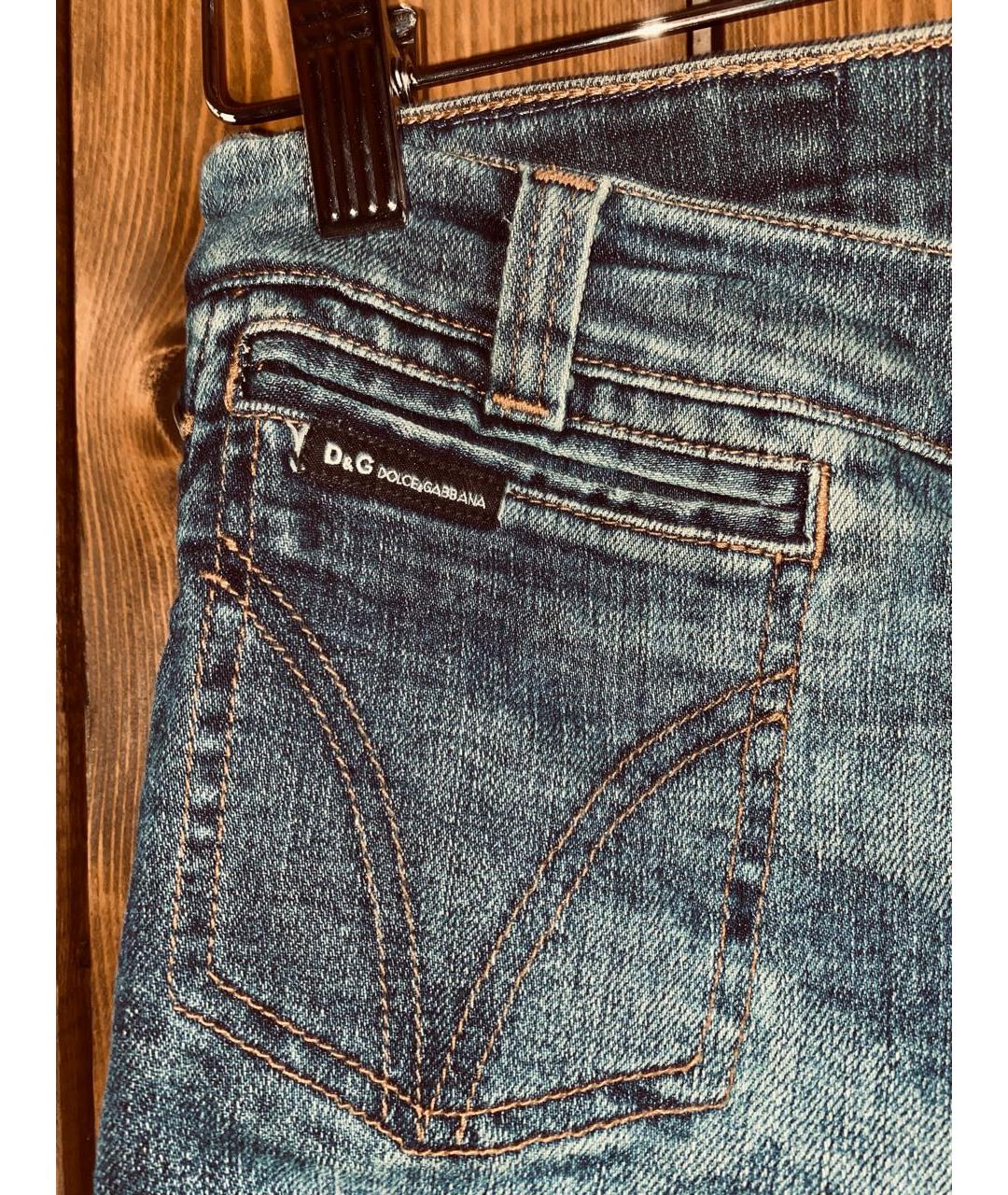 DOLCE&GABBANA Темно-синие хлопковые прямые джинсы, фото 3