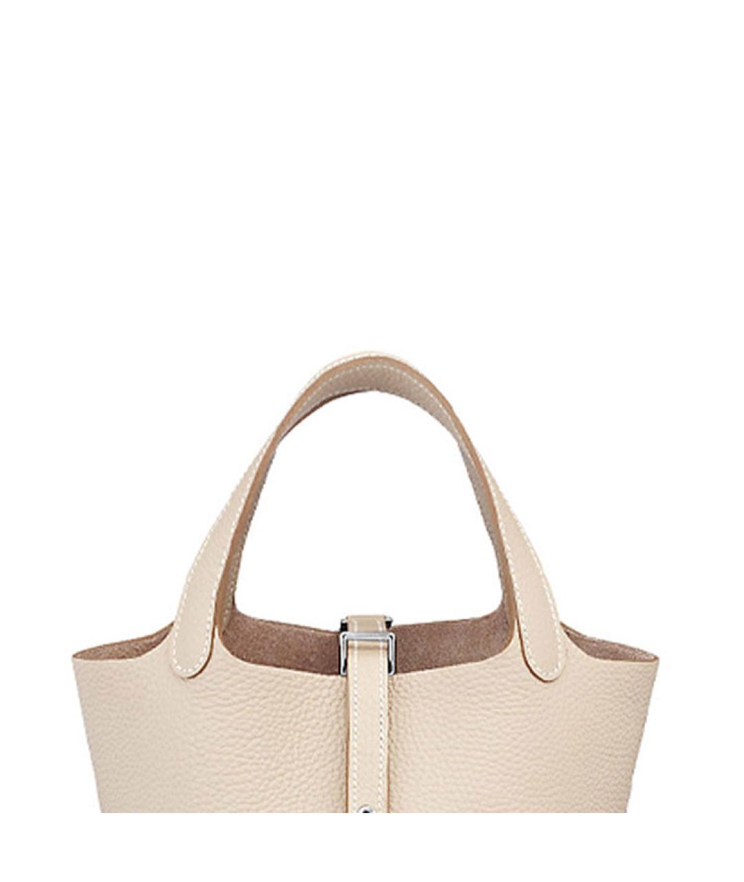 HERMES Бежевая кожаная сумка через плечо, фото 5