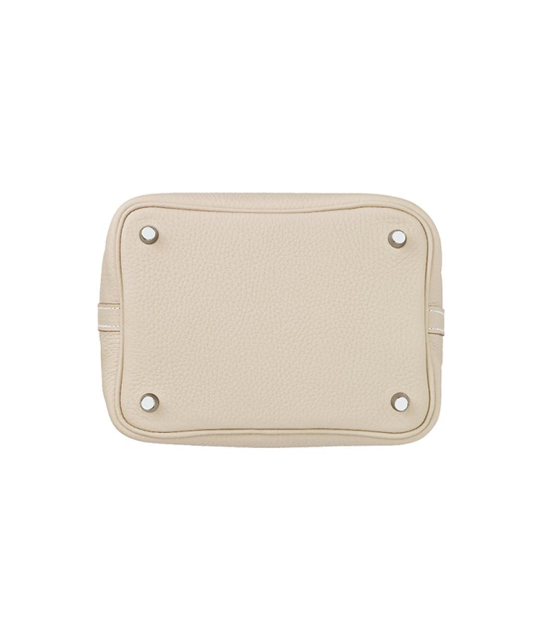 HERMES Бежевая кожаная сумка через плечо, фото 4