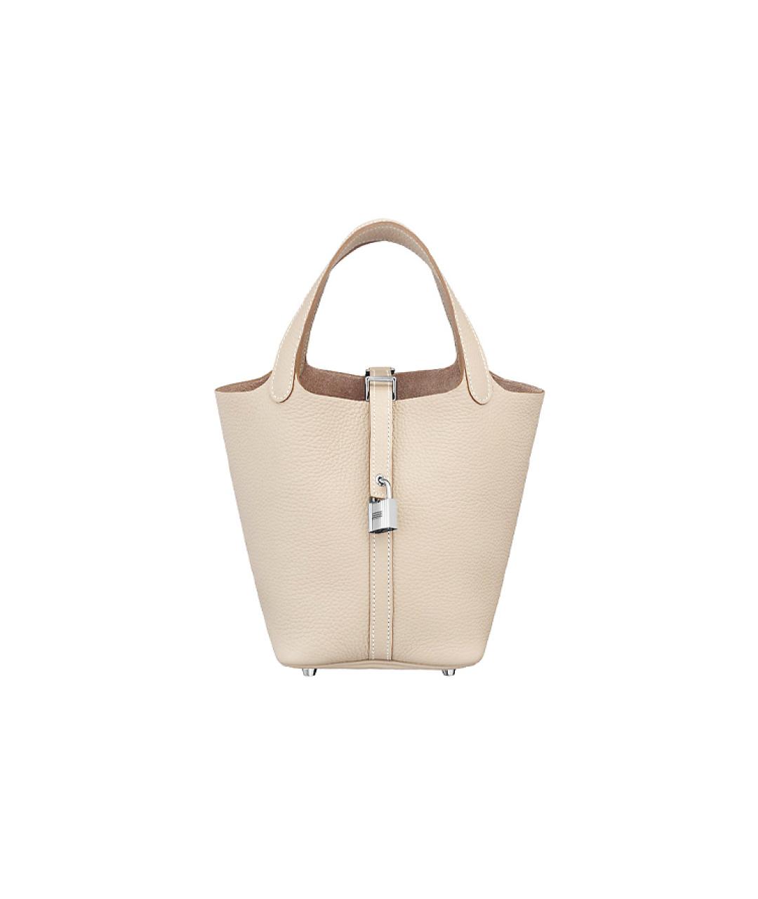 HERMES Бежевая кожаная сумка через плечо, фото 6