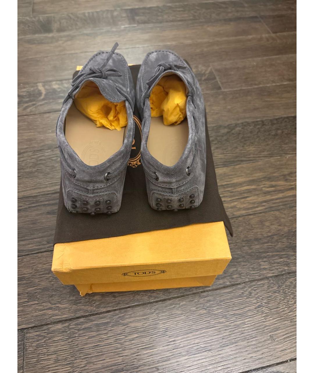 TOD'S Серые замшевые мокасины, фото 4