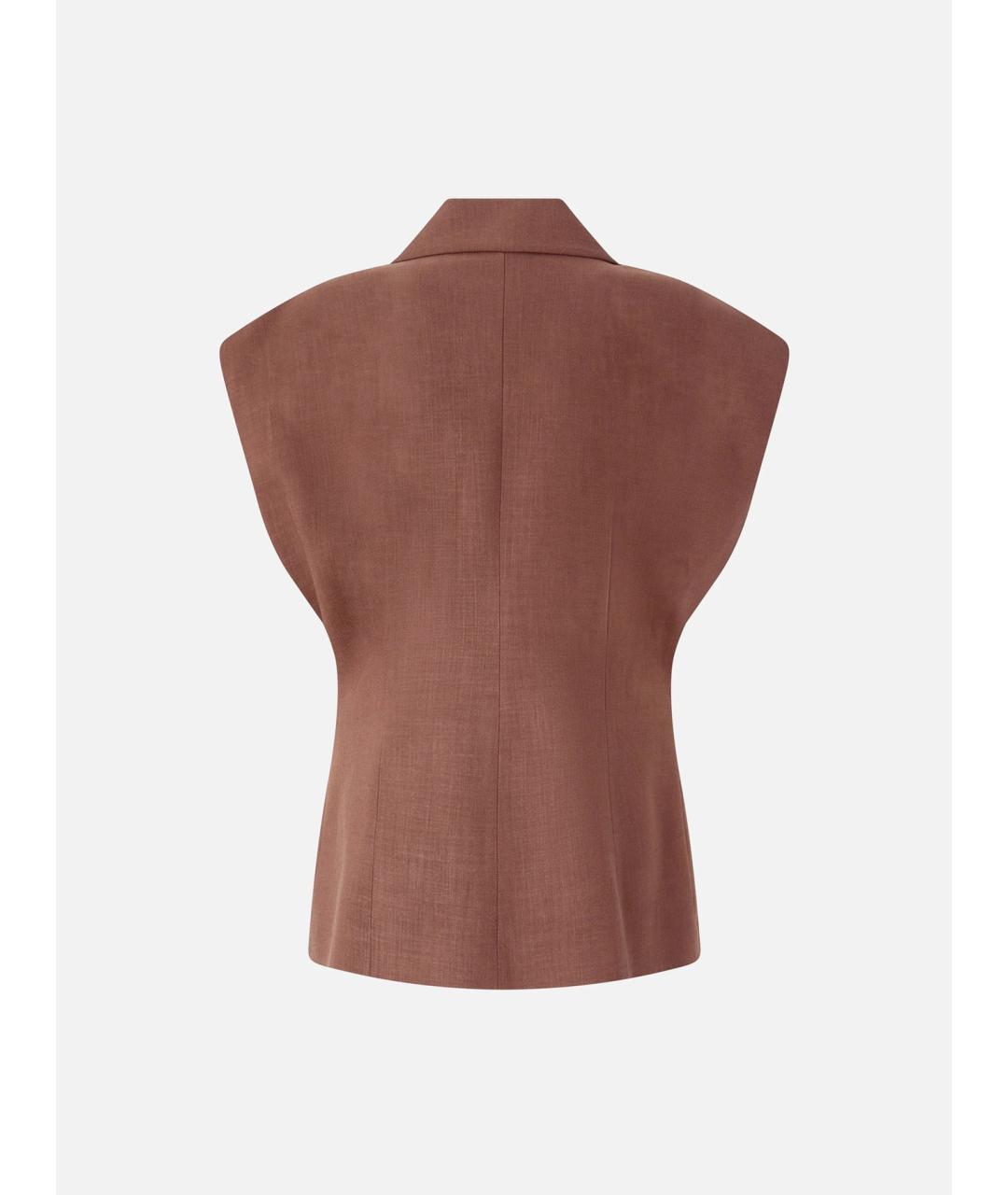 PINKO Коричневый льняной жилет, фото 6