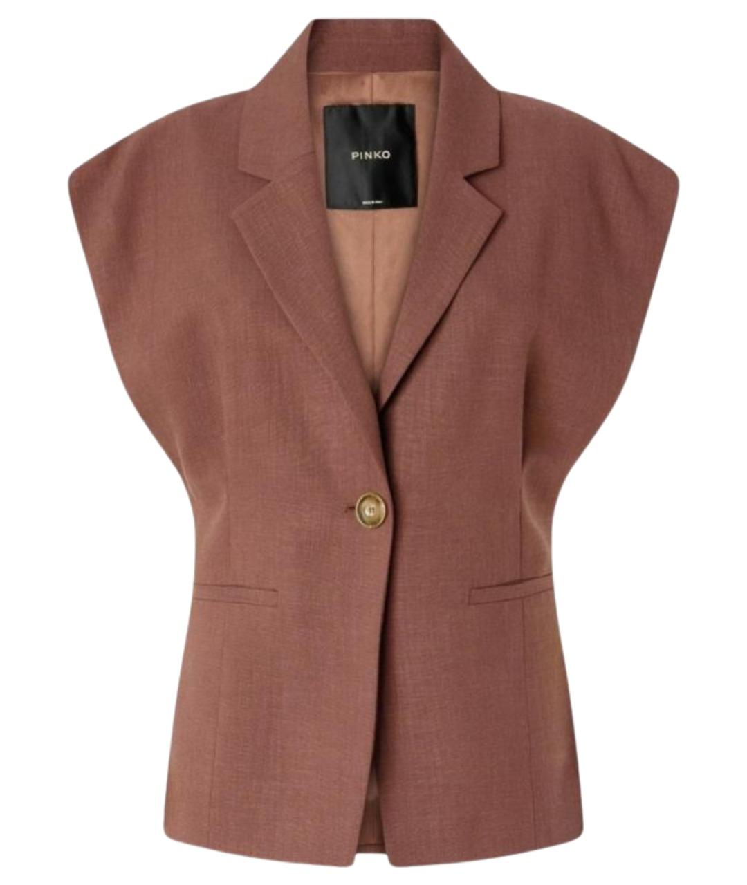 PINKO Коричневый льняной жилет, фото 1