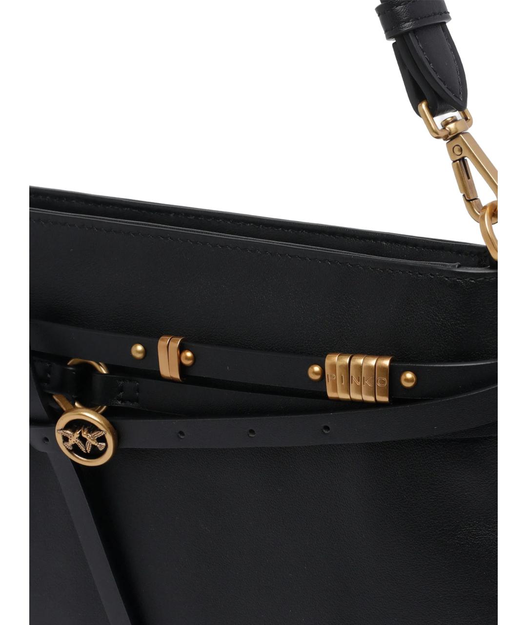 PINKO Черная кожаная сумка через плечо, фото 4