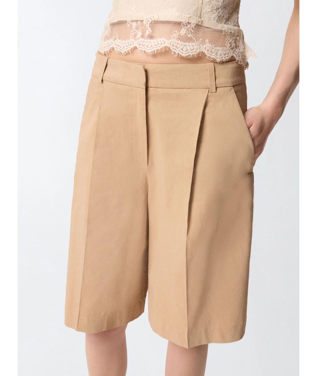 PINKO Бежевые льняные шорты, фото 5