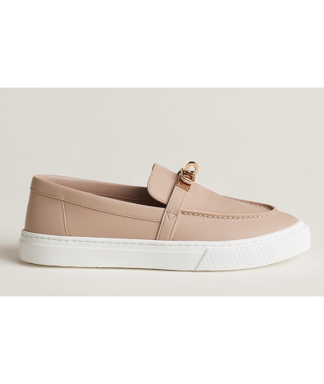 HERMES Бежевые кожаные лоферы, фото 10