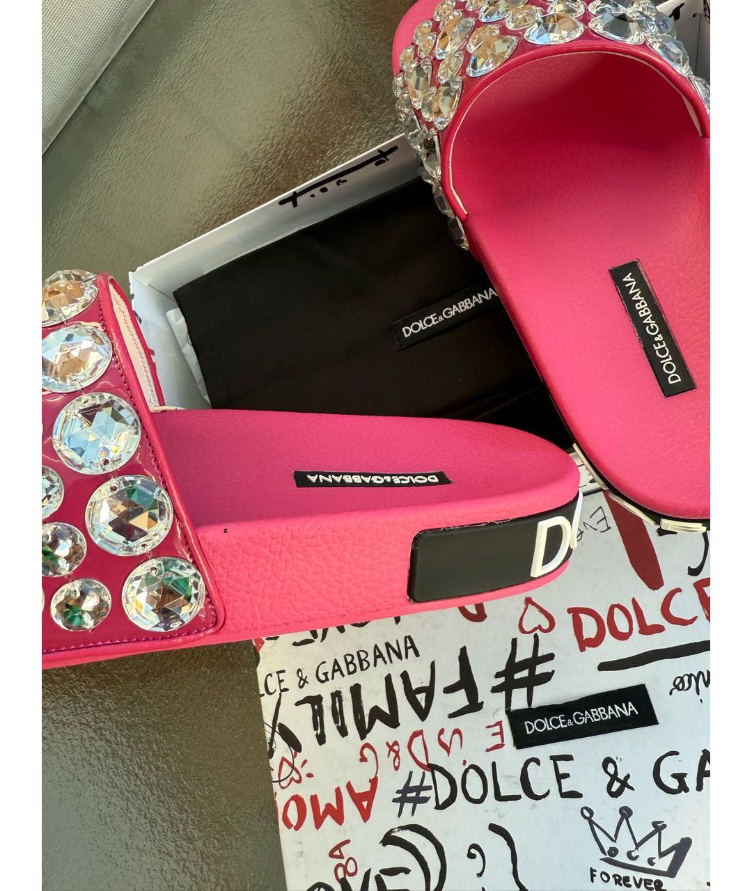 DOLCE&GABBANA Розовые шлепанцы, фото 6