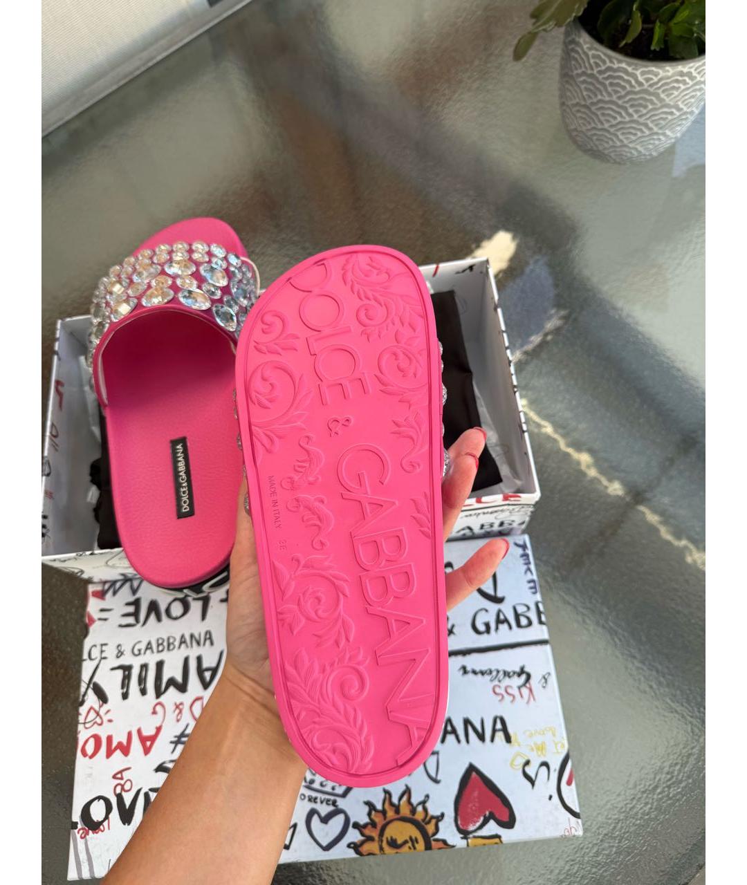 DOLCE&GABBANA Розовые шлепанцы, фото 3