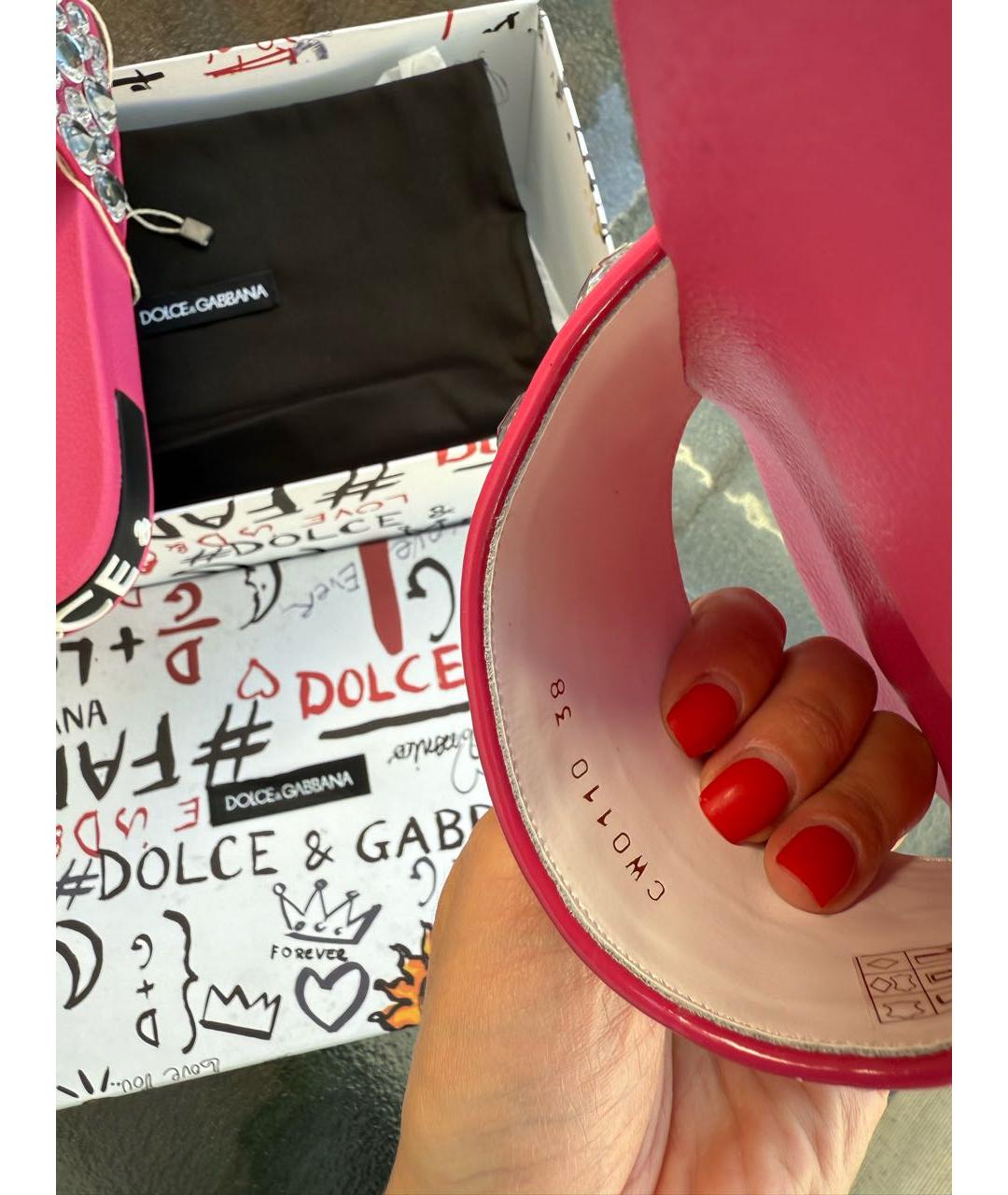 DOLCE&GABBANA Розовые шлепанцы, фото 4