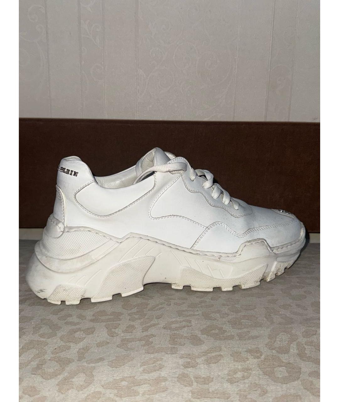 PHILIPP PLEIN Белые кожаные кроссовки, фото 6