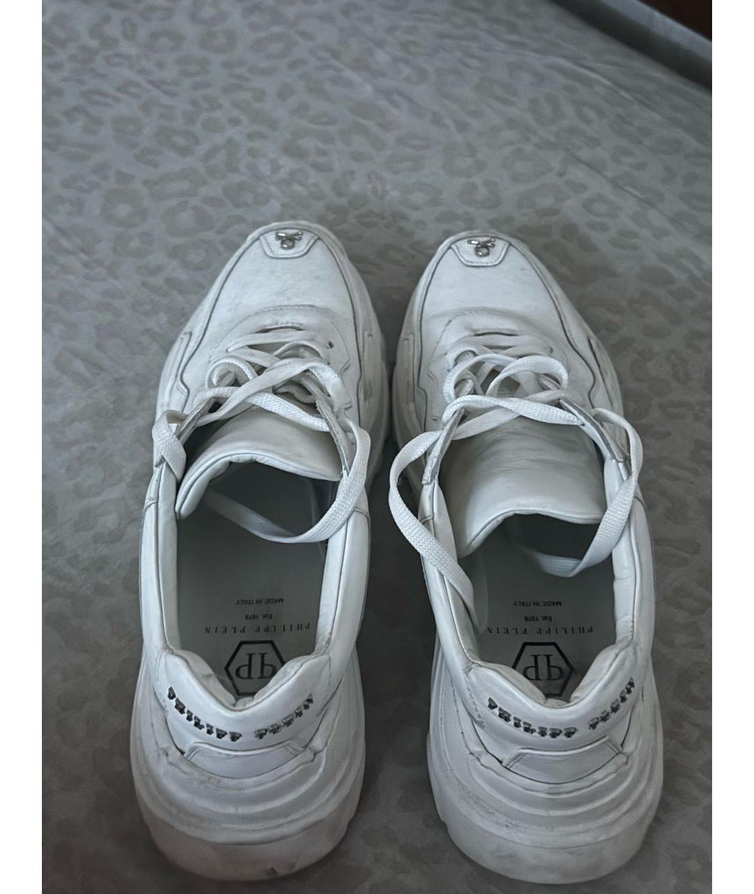 PHILIPP PLEIN Белые кожаные кроссовки, фото 3