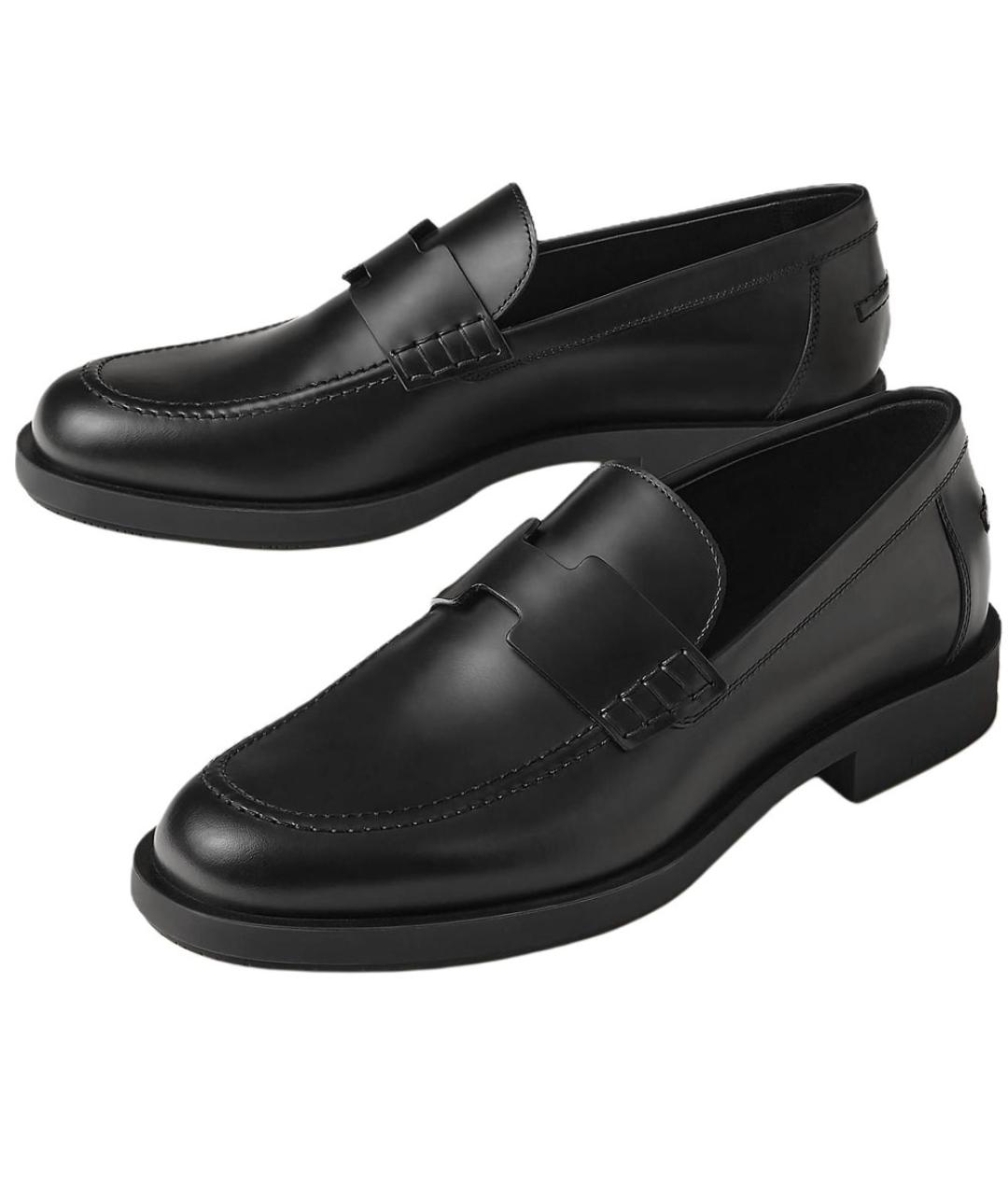 HERMES Черные кожаные лоферы, фото 4