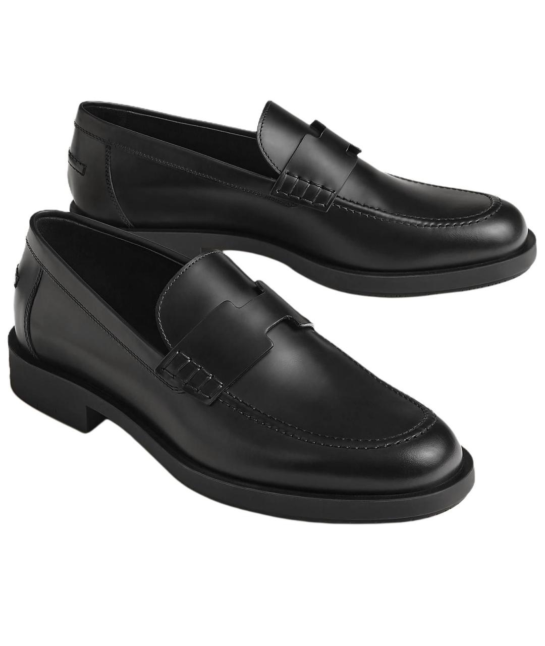 HERMES Черные кожаные лоферы, фото 3